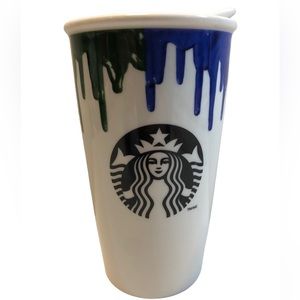 Starbucks Ceramic Travel Mug 12oz 2014 Band Of Outsiders Rainbow Paint with Lid